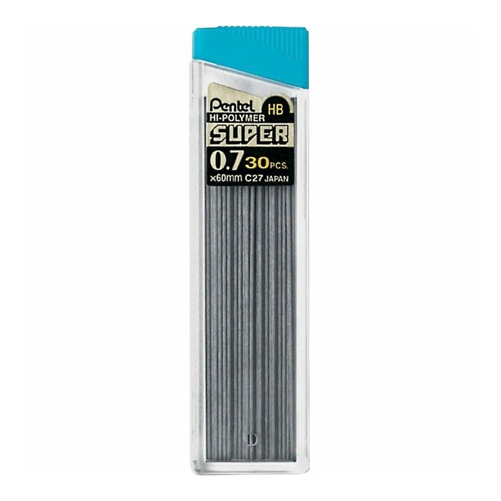 Pentel Super Hi-Polymer Leads - 0.7 mm , Medium Point - HB - Black Lead - 30/Tube - 12 / Box. Picture 4