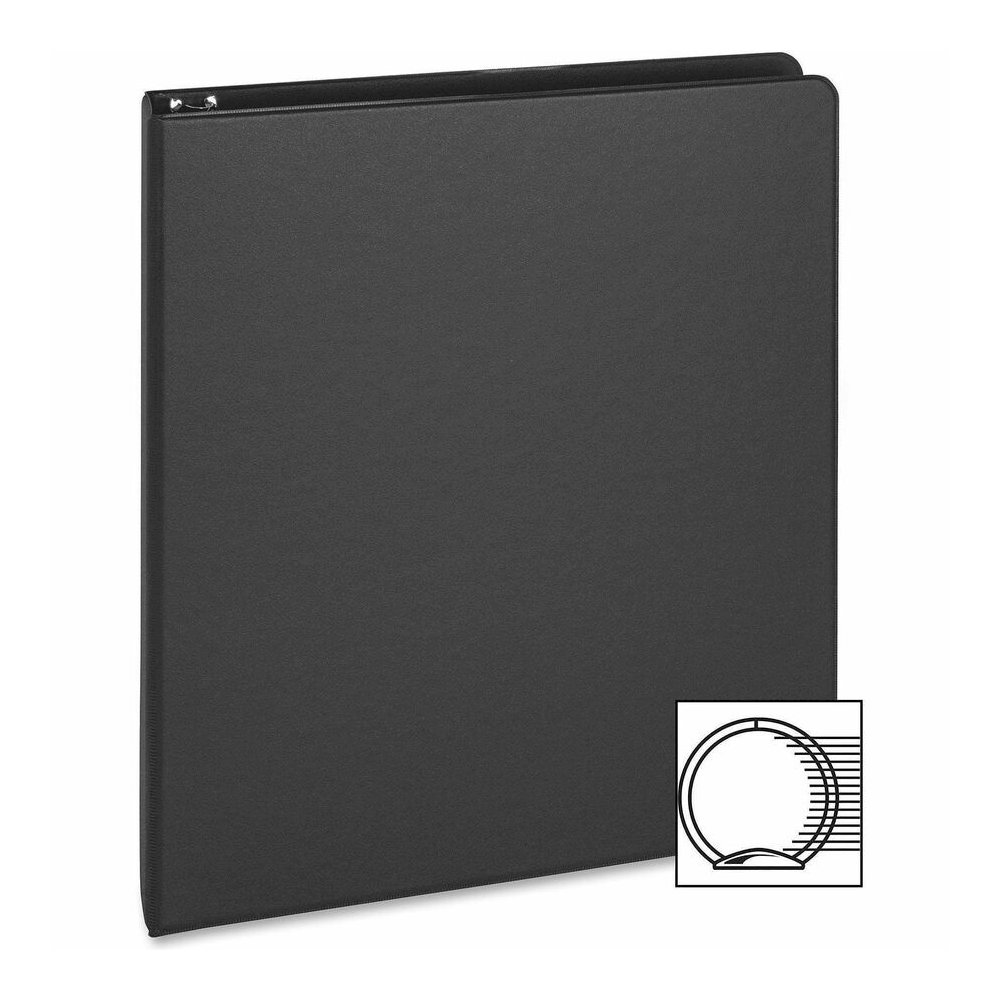 Business Source Basic Round Ring Binders - 1" Binder Capacity - 240 Sheet Capacity - 3 Ring - Fastener: Round Ring - Pocket: Inside Front & Back - Chipboard, Polypropylene - Black - Exposed Rivet, Stu. Picture 11