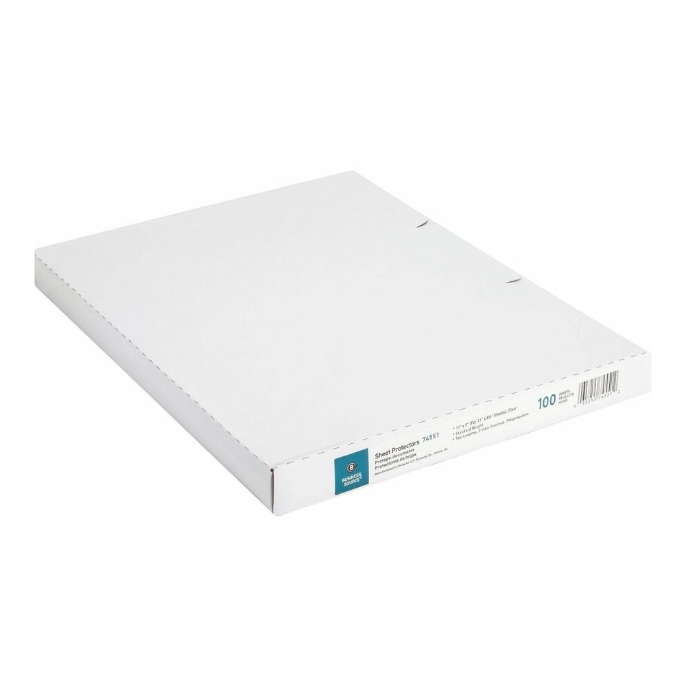 Business Source Poly Sheet Protectors - 11" Height x 9" Width - For Letter 8 1/2" x 11" Sheet - 3 x Holes - Ring Binder - Top Loading - Rectangular - Clear - Polypropylene - 100/Box - 5 / Carton. Picture 9