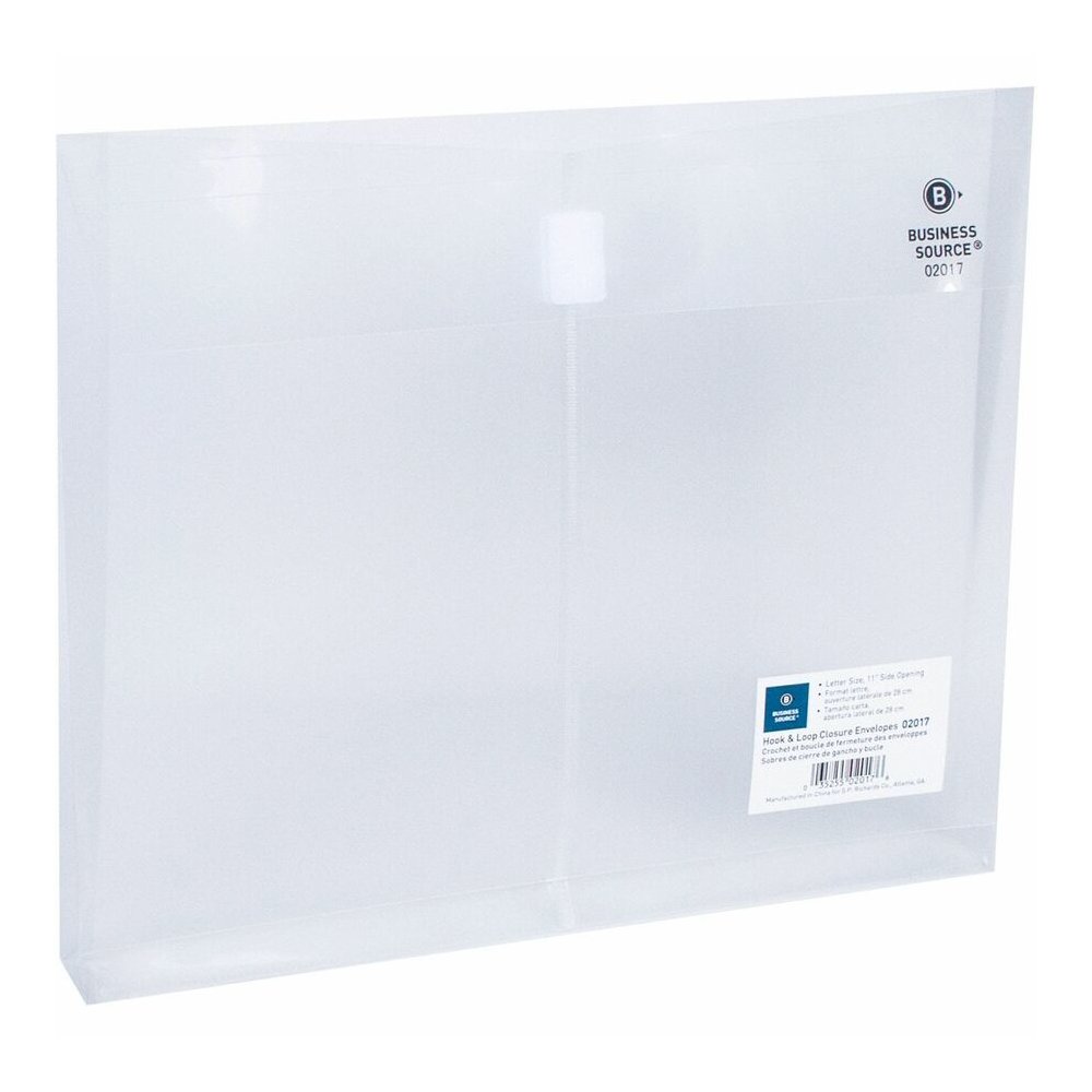 Business Source Letter File Pocket - 8 1/2" x 11" - 1" Expansion - Clear - Hook & Loop Closure, Transfer Safe - 12 / Pack. Picture 8
