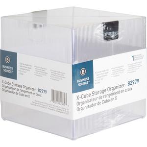 Business Source X-Cube Storage Organizer - 4 Compartment(s) - 6" Height x 6" Width x 6" Depth - Desktop - Adjustable Divider - Clear - 1 Each. Picture 5