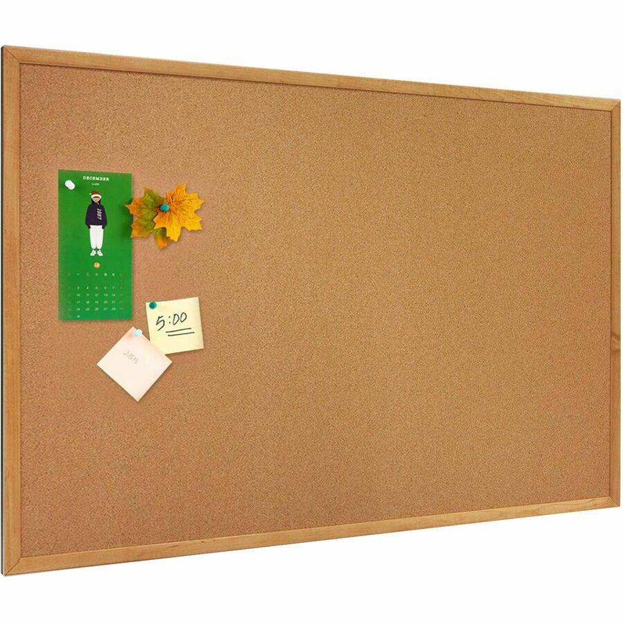 Lorell Bulletin Board - 48" Board Height x 72" Board Width - Cork Surface - Long Lasting, Warp Resistant - Oak Oak Frame - 1 Each. Picture 4