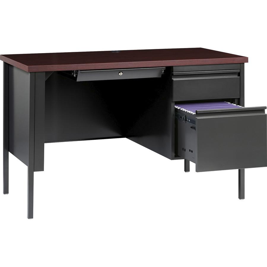 Lorell Fortress Series 45-1/2" Right Single-Pedestal Desk - 29.5" Height x 45.5" Width x 24" Depth, 1.1" Thickness Top - Single Pedestal on Right Side - Square Edge - 1 Each. Picture 7