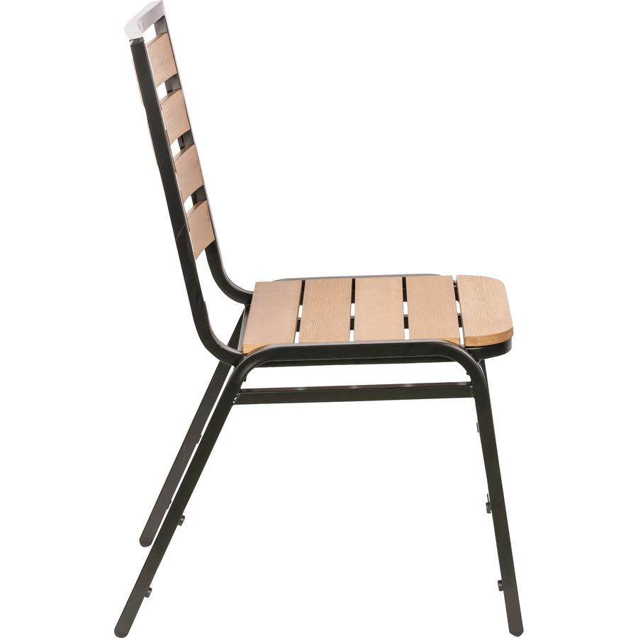 Lorell Outdoor Chairs - Teak Seat Color - Faux Wood Seat Material - Teak Back Color - Faux Wood Back Material - Four-legged Base - 4 / Carton. Picture 7
