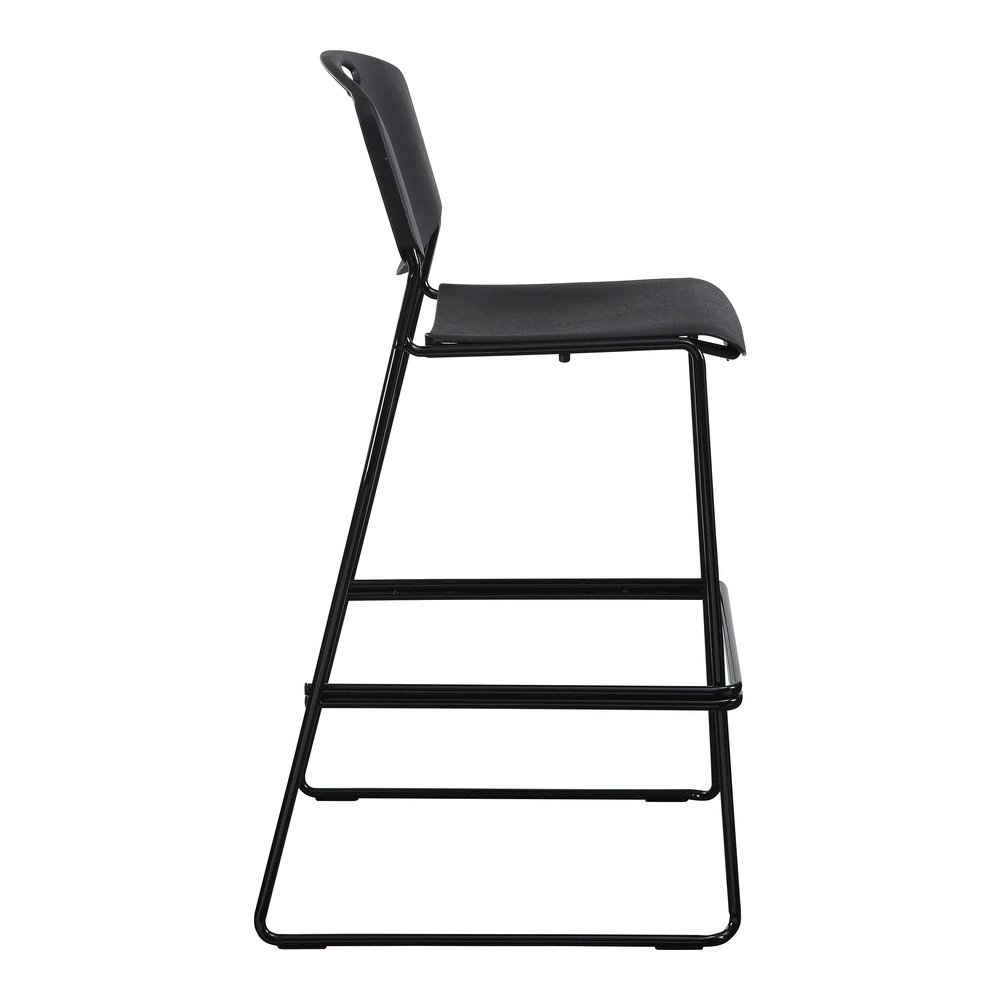 Lorell Heavy-duty Bistro Stack Chairs - Black Seat Color - Plastic Seat Material - Black Back Color - Plastic Back Material - Black Frame Color - Steel Frame Material - 2 / Carton. Picture 9