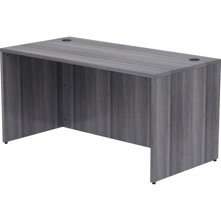 Lorell Essentials Series Rectangular Desk Shell - 60" x 30"29.5" , 1" Top - Laminate, Weathered Charcoal Table Top - Grommet. Picture 8