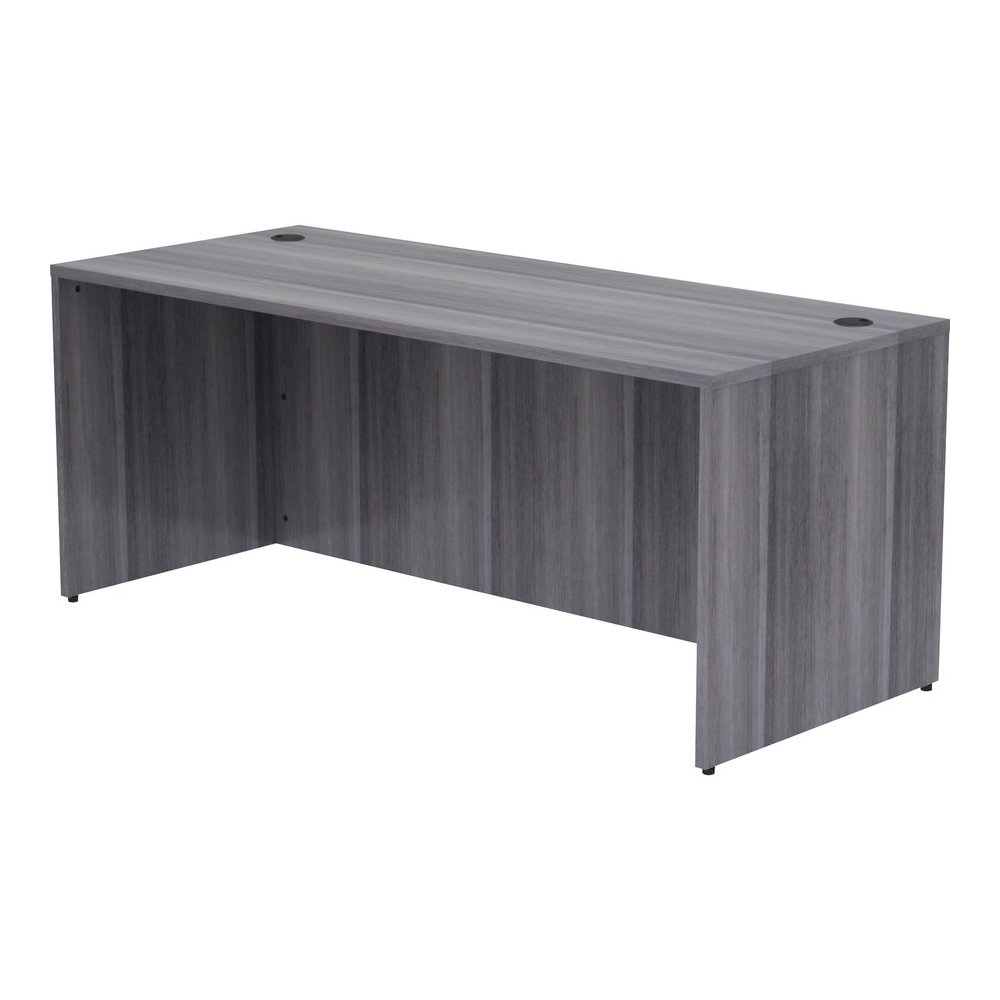 Lorell Essentials Series Rectangular Desk Shell - 29.5" Height x 70.9" Width x 29.5" Depth, 70.9" Width x 29.5" Depth x 1" Thickness Top - Laminate, Weathered Charcoal Table Top - Grommet, Modesty Pan. Picture 10