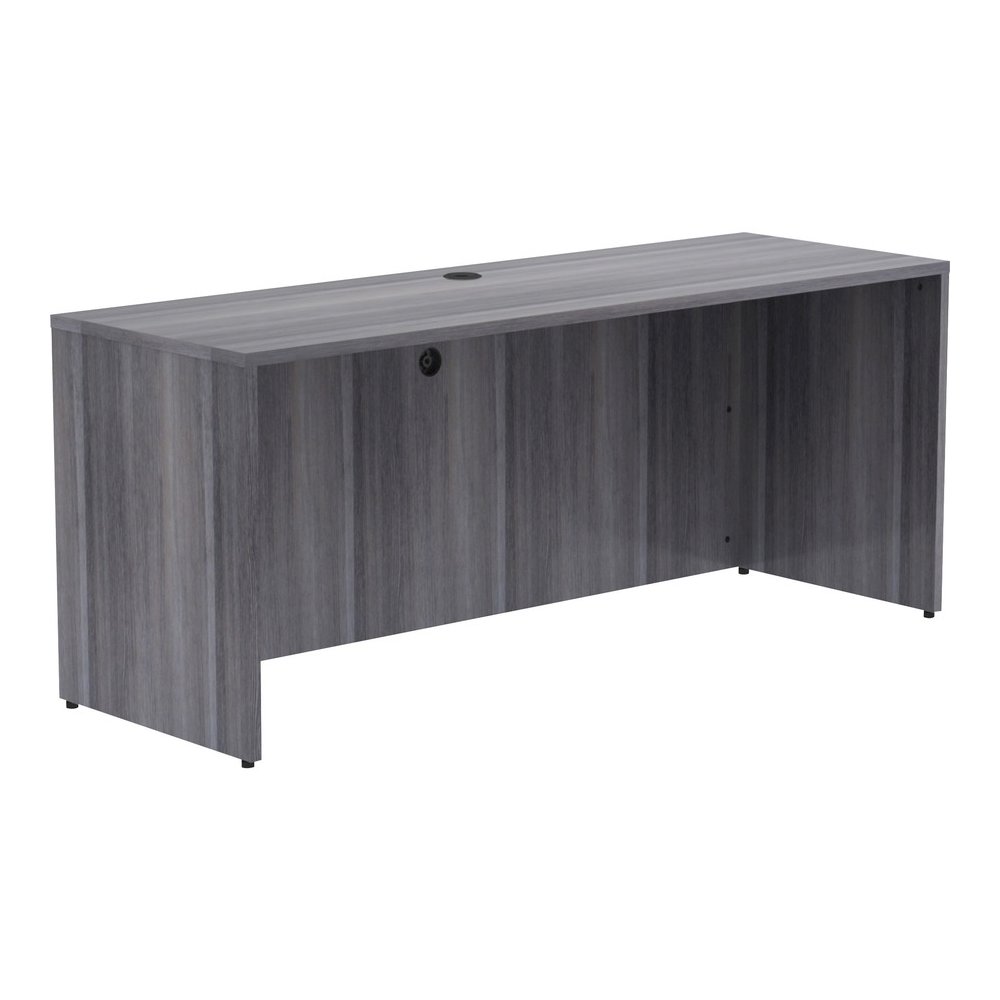 Lorell Essentials Series Credenza Shell - 29.5" Height x 70.9" Width x 23.6" Depth - Laminate, Weathered Charcoal Table Top - Modesty Panel, Grommet, Durable, Adjustable Floor Guide - 1 Each. Picture 9