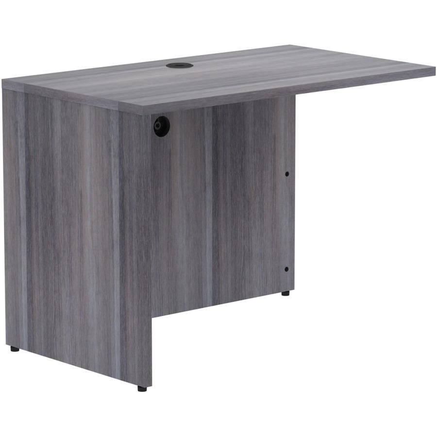 Lorell Essentials Series Return Shell - 29.5" Height x 42" Width x 24" Depth, 1" Thickness Top - Laminate, Weathered Charcoal Table Top - Modesty Panel, Grommet, Durable, Adjustable Floor Guide - 1 Ea. Picture 10