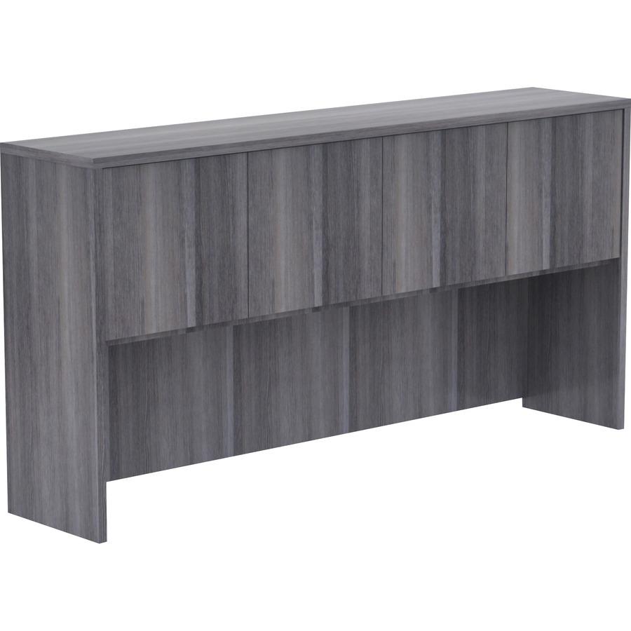 Lorell Essentials Series Stack-on Hutch with Doors - 36" Height x 70.9" Width x 14.8" Depth - 4 Door(s) - Grommet, Durable, Cord Management - 1 Each. Picture 10