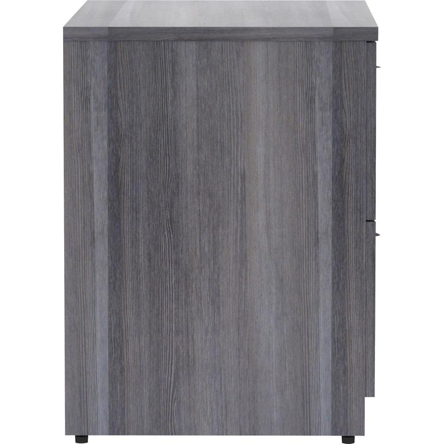 Lorell Essentials Series Lateral File - 29.5" Height x 35" Width x 22" Depth, 1" Thickness Top - Total Drawer(s): 2 - Finish: Weathered Charcoal, Laminate - Durable, Ball Bearing Glide, Locking System. Picture 9