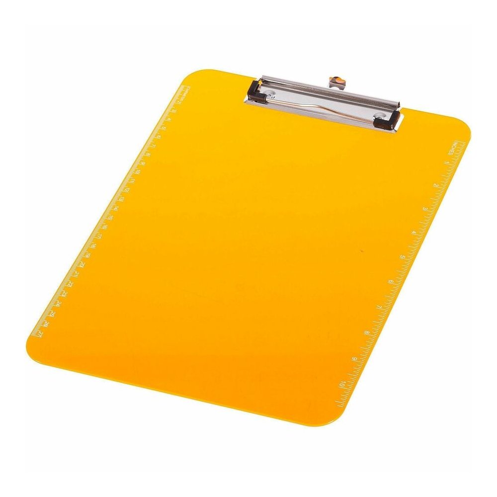 Business Source Flat Clip Clipboard - 9" x 12" Sheet Size - Plastic - Neon Orange - 6 / Bundle. Picture 11