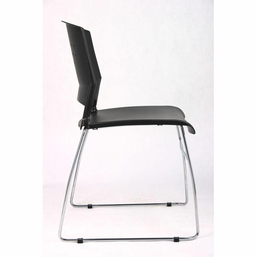 Boss Black Stack Chair With Chrome Frame, 1Pc Pack - Black Seat Color - Polypropylene Seat Material - Black Back Color - Polypropylene Back Material - Chrome Frame Material - Sled Base - 1 Each. Picture 8