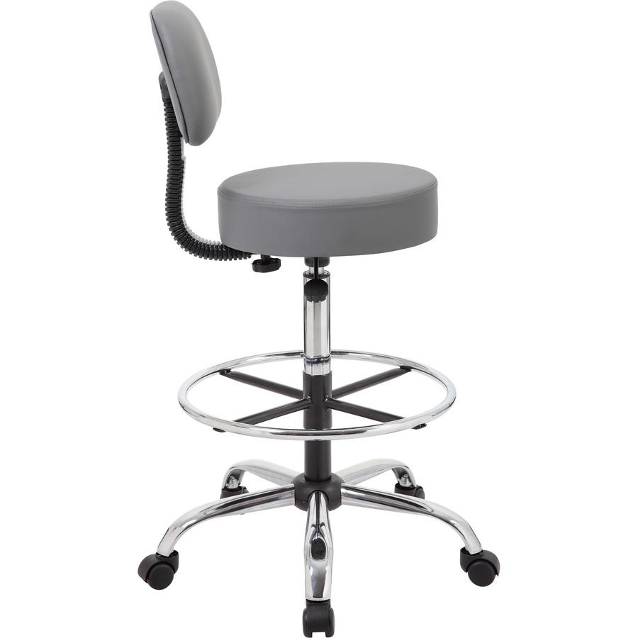 Boss B16245-GY Drafting Stool - Gray Vinyl, Foam Seat - Gray Vinyl, Plush Back - 5-star Base - 1 Each. Picture 9