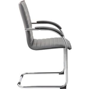 Boss Chrome Frame Vinyl Side Chairs - Gray Vinyl Seat - Gray Vinyl Back - Chrome Polywood Frame - Mid Back - Cantilever Base - 2 / Pack. Picture 6