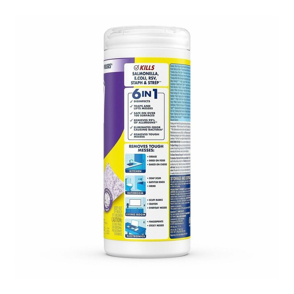 Lysol Dual Action Wipes - For Multi Surface - Citrus Scent - Recommended For: Stain Remover - White/Purple - 35/Tub - 12 / Carton. Picture 7