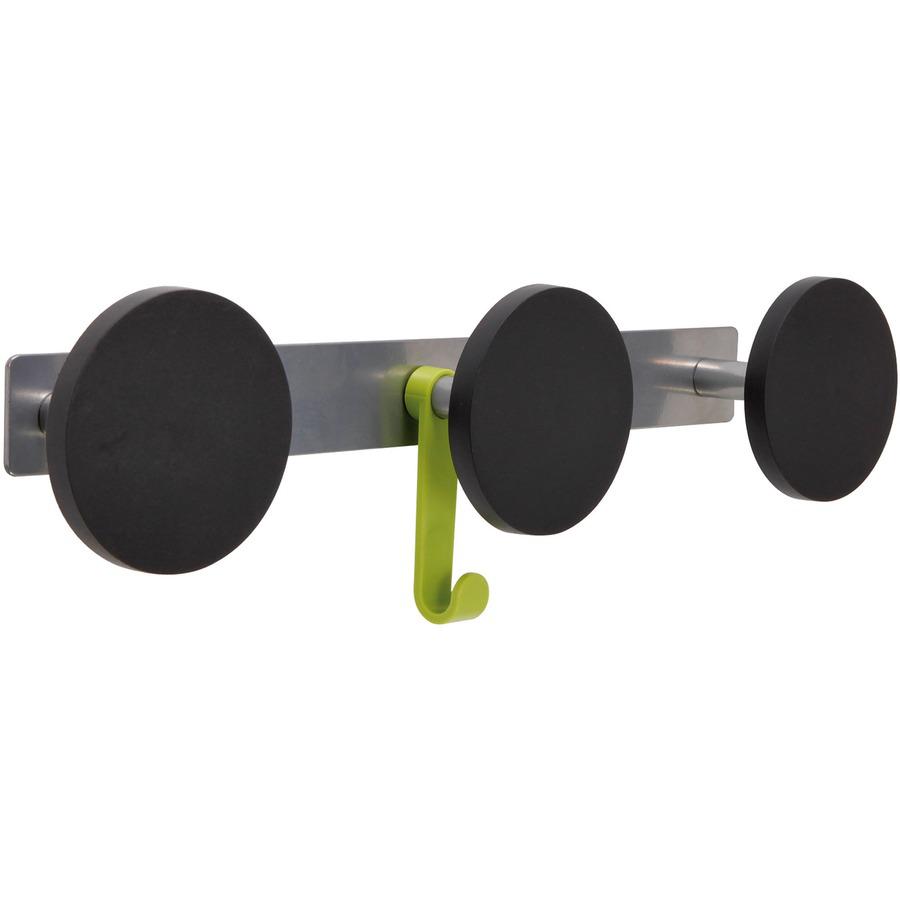 Alba Triple Metal Wall Coat Peg - 3 Hooks - 66.14 lb (30 kg) Capacity - 1.4" Height x 4.3" Width - for Coat, Clothes - Metal - Silver, Black, Metallic Gray - Powder Coated - 1 Each. Picture 4