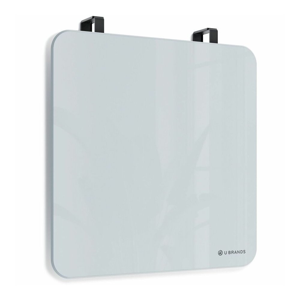 U Brands Magnetic Cubicle/Wall Glass Dry-Erase Board - 12" (1 ft) Width x 12" (1 ft) Height - Frosted White Tempered Glass Surface - Square - Horizontal - Magnetic - Frameless - 1 Each. Picture 6