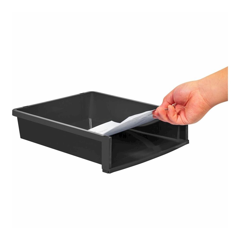 Storex Quick Stack Construction Paper Sorter - 500 x Sheet - 3 Compartment(s) - 8.40" Height x 11.25" Width x 13" Length - Black - Plastic - 1 Each. Picture 11