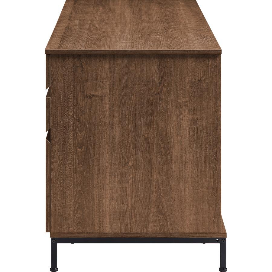Lorell SOHO Desk with Side Drawers - 30" Height x 55" Width x 23.6" Depth - Total Drawer(s): 3 - Single Pedestal on Right Side - Finish: Walnut - 1 Each. Picture 10