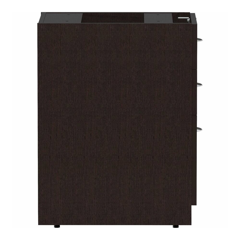 Lorell Essentials Series Box/Box/File Fixed File Cabinet - 28.3" Height x 16" Width x 22" Depth Pedestal - Finish: Espresso, Silver Brush - Durable, Laminated, Built-in Hangrail, File Drawer, Dual Whe. Picture 12
