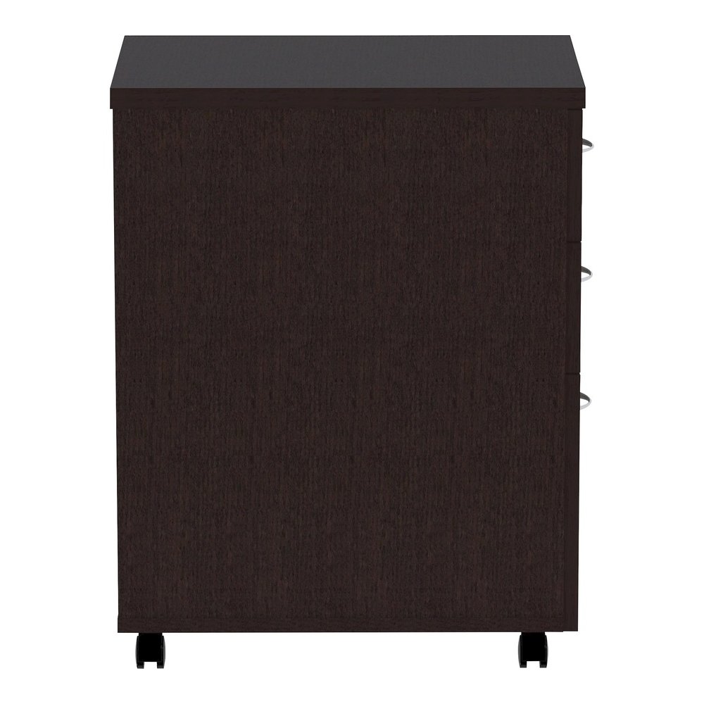 Lorell Essentials Series Box/Box/File Mobile File Cabinet - 28.3" Height x 16" Width x 22" Depth Pedestal, 1" Thickness Top - Finish: Espresso, Silver Brush - Durable, Laminated, Built-in Hangrail, Fi. Picture 11