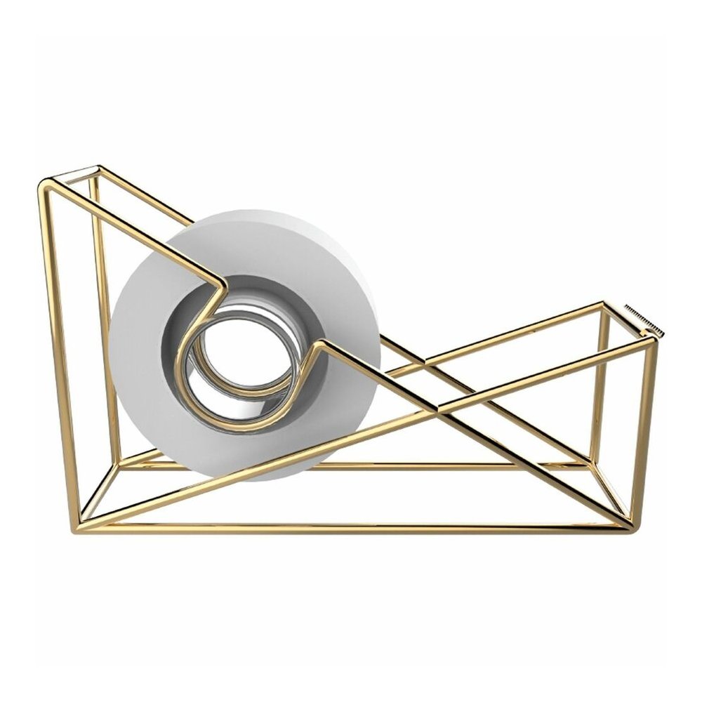 U Brands Vena Tape Dispenser - 1" Core - Refillable - Easy to Use, Sturdy, Lightweight - Wire Metal - Gold - 1 Each. Picture 7