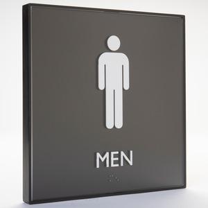 Lorell Men's Restroom Sign - Print/Message "Men" , "Toilette Men" - 8" Width x 8" Height - Square Shape - Surface-mountable - Easy Readability, Injection-molded - Restroom, Architectural - Plastic - B. Picture 12