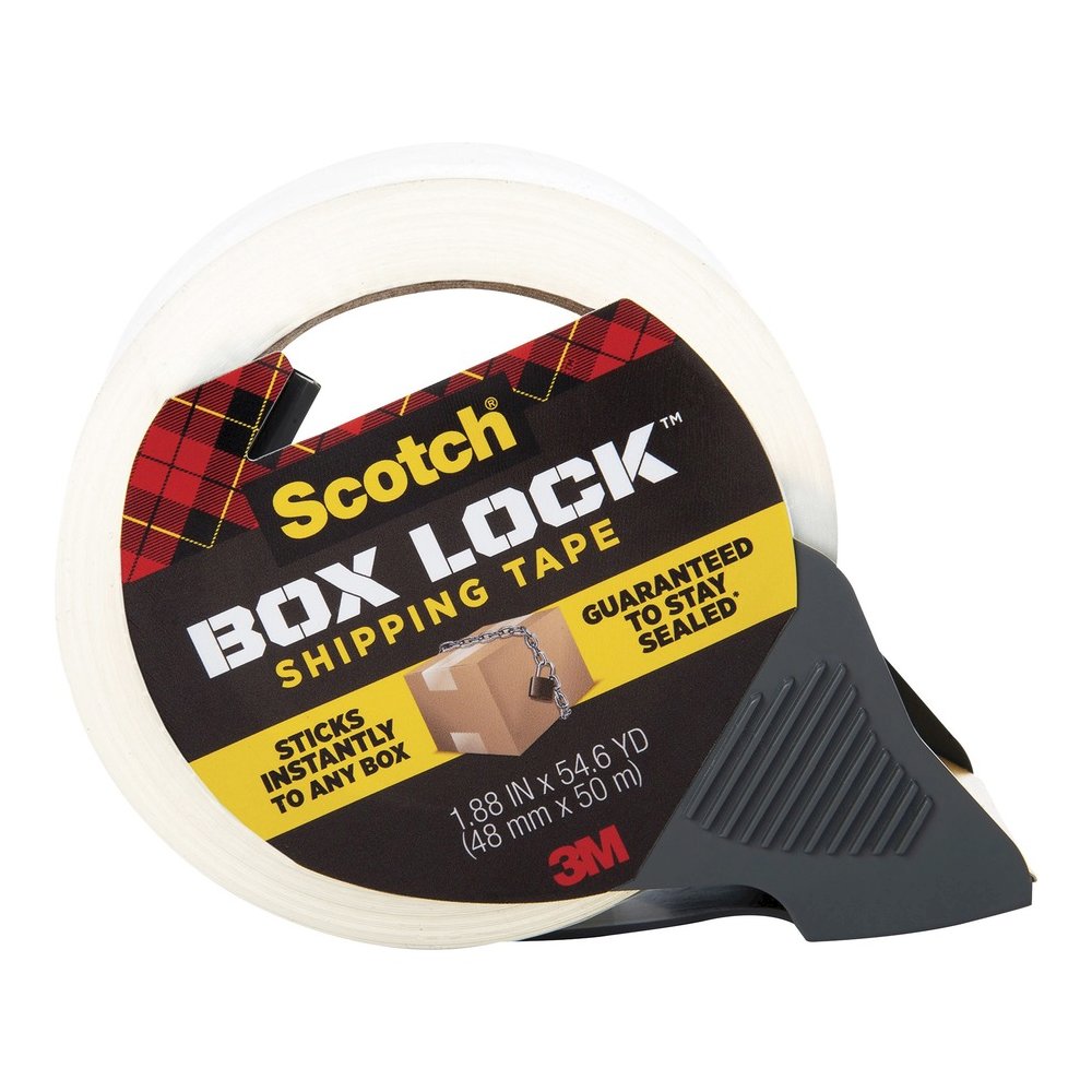 Scotch Box Lock Packaging Tape - 54.60 yd Length x 1.88" Width - Clear - Dispenser Included - 1 Roll. Picture 6