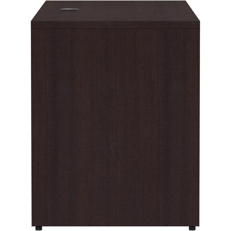 Lorell Essentials Series Credenza Shell - 66" x 24"29.5" Credenza Shell, 1" Top - Finish: Espresso Laminate, Silver Brush. Picture 7