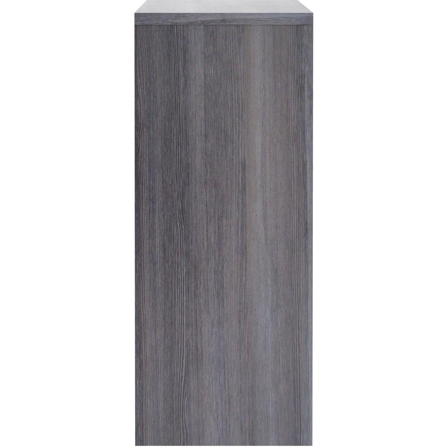Lorell Essentials Series Stack-on Hutch with Doors - 36" Height x 60" Width x 15" Depth - 4 Door(s) - Finish: Weathered Charcoal Laminate - Cam Lock, Grommet, Cord Management, Durable - For Office - 1. Picture 7