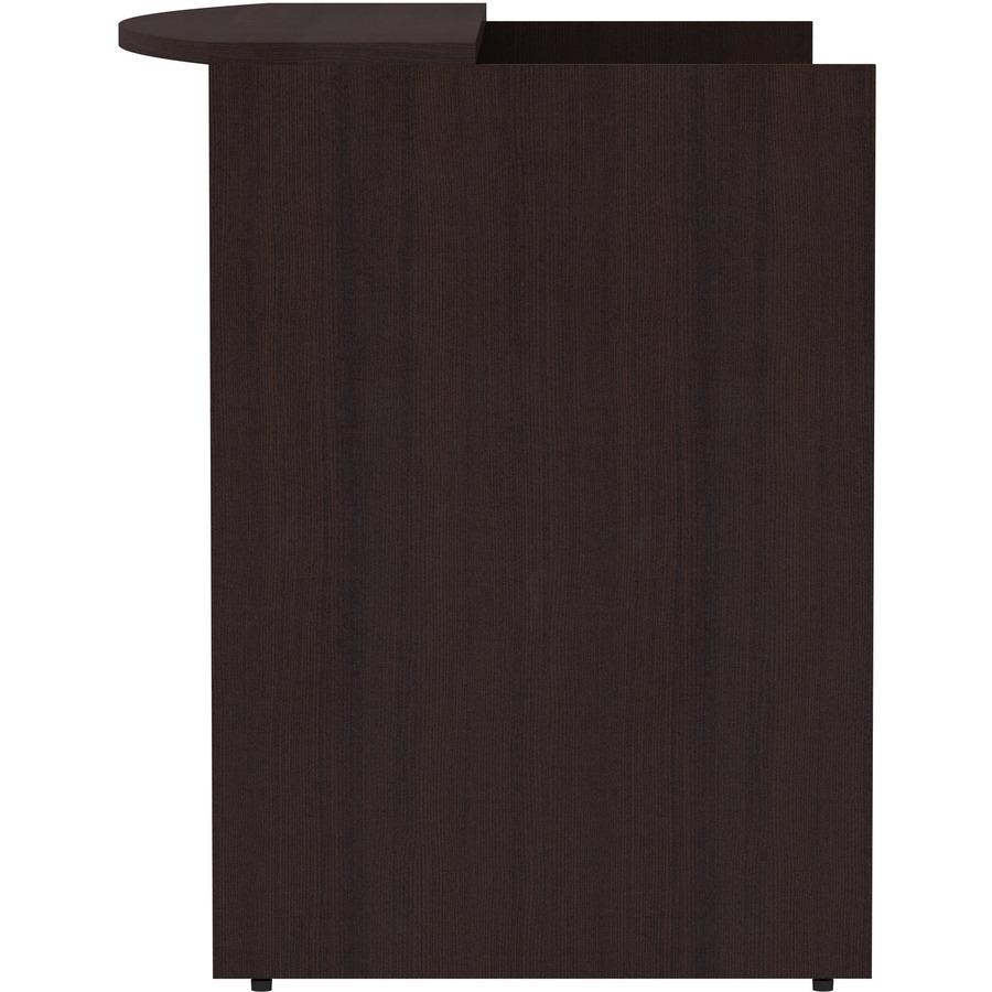 Lorell Essentials Series Front Reception Desk - 42.5" Height x 72" Width x 36" Depth Desk, 1" Thickness Top - Finish: Espresso Laminate - 1 Each. Picture 7