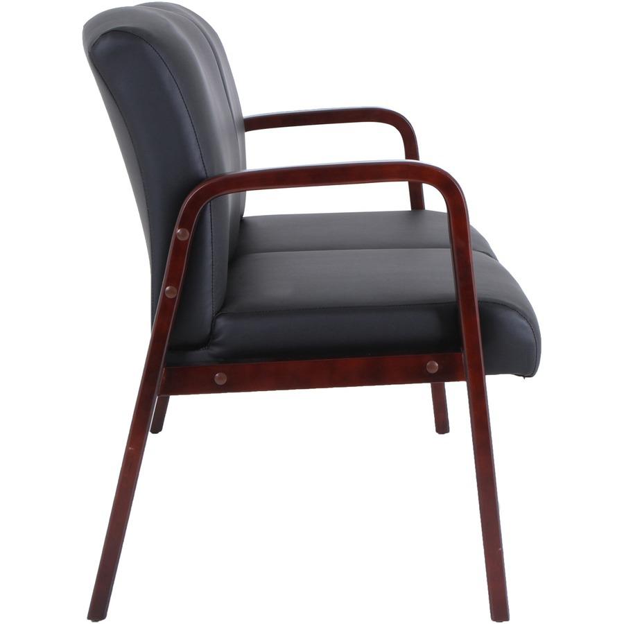 Lorell Upholstered Loveseat - Wood Frame - Black Mahogany - Bonded Leather - Armrest - 1 Each. Picture 10