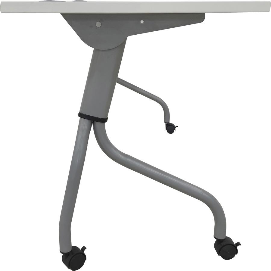 Lorell Flip Top Training Table - White Rectangle Top - Silver Folding Base - 4 Legs - 23.60" Table Top Length x 48" Table Top Width - 29.50" Height - Assembly Required - Melamine Top Material - 1 Each. Picture 9