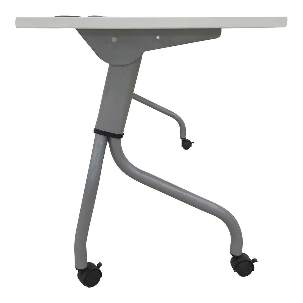 Lorell Flip Top Training Table - White Top - Silver Base - 4 Legs - 23.60" Table Top Length x 60" Table Top Width - 29.50" Height - Assembly Required - Melamine Top Material - 1 Each. Picture 10