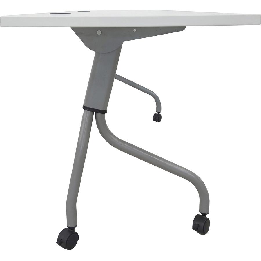 Lorell Flip Top Training Table - White Top - Silver Base - 4 Legs - 23.60" Table Top Length x 72" Table Top Width - 29.50" Height - Assembly Required - Melamine Top Material - 1 Each. Picture 9