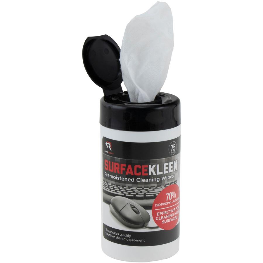 Read Right Surface Kleen Cleaning Wipes - 6.30" Length x 5" Width - Pre-moistened, Fast Acting, Quick Drying - White - 75/Tub - 1 Each. Picture 7