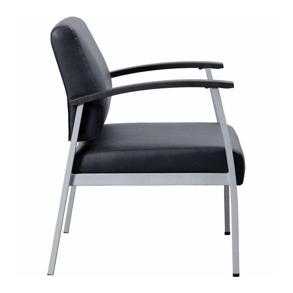 Lorell Healthcare Reception Big & Tall Antimicrobial Guest Chair - Vinyl Seat Material - Vinyl Back Material - Powder Coated Silver Frame Color - Steel Frame Material - Four-legged Base - Black, Silve. Picture 13