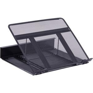 Lorell Mesh Laptop Stand - 3.50" Height x 13" Width x 11.50" Depth - Desktop - Steel, Metal - Black. Picture 7