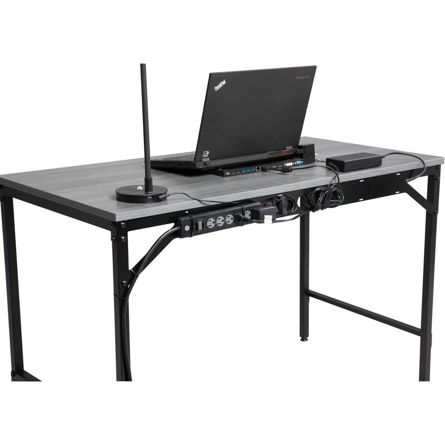 Safco Simple Study Desk - Neowalnut Rectangle, Laminated Top - Black Powder Coat Four Leg Base - 4 Legs x 45.50" Table Top Width x 23.50" Table Top Depth x 0.75" Table Top Thickness - 29.50" Height - . Picture 9
