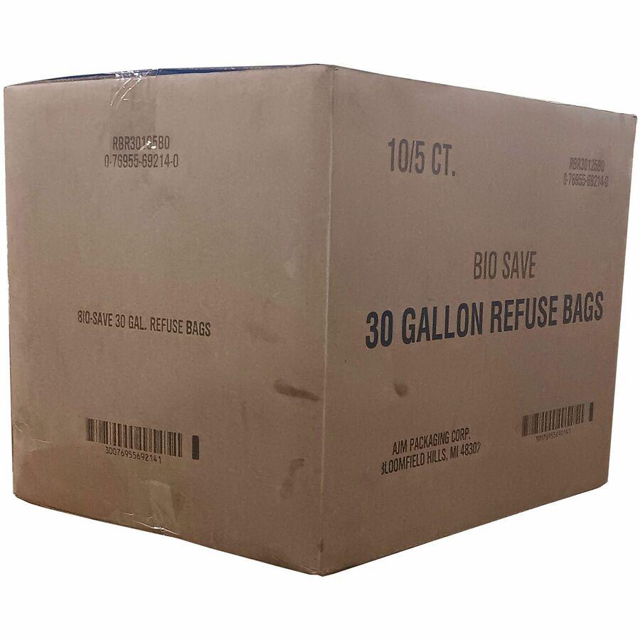 Bio Save Bio-Save 30-gallon Lawn & Leaf Bags - 30 gal Capacity - 12" Length x 16" Width - Brown - Kraft - Waste Disposal - Recycled - 50 / Carton. Picture 3