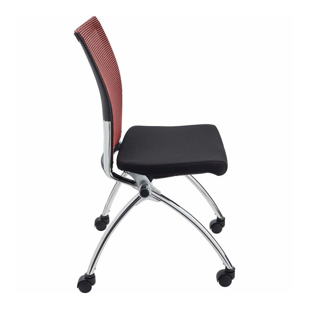 Safco Valore High Back Training Chair - Black Foam Seat - Red Back - Steel, Chrome Frame - High Back - Four-legged Base - 2 / Carton. Picture 2