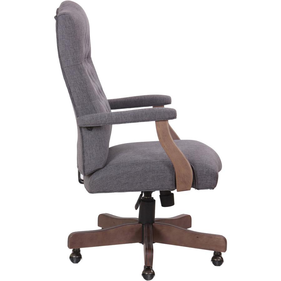 Boss Executive Commercial Linen Chair - Slate Gray Linen Seat - Slate Gray Linen Back - Driftwood Frame - Mid Back - 5-star Base - Armrest - 1 Each. Picture 6