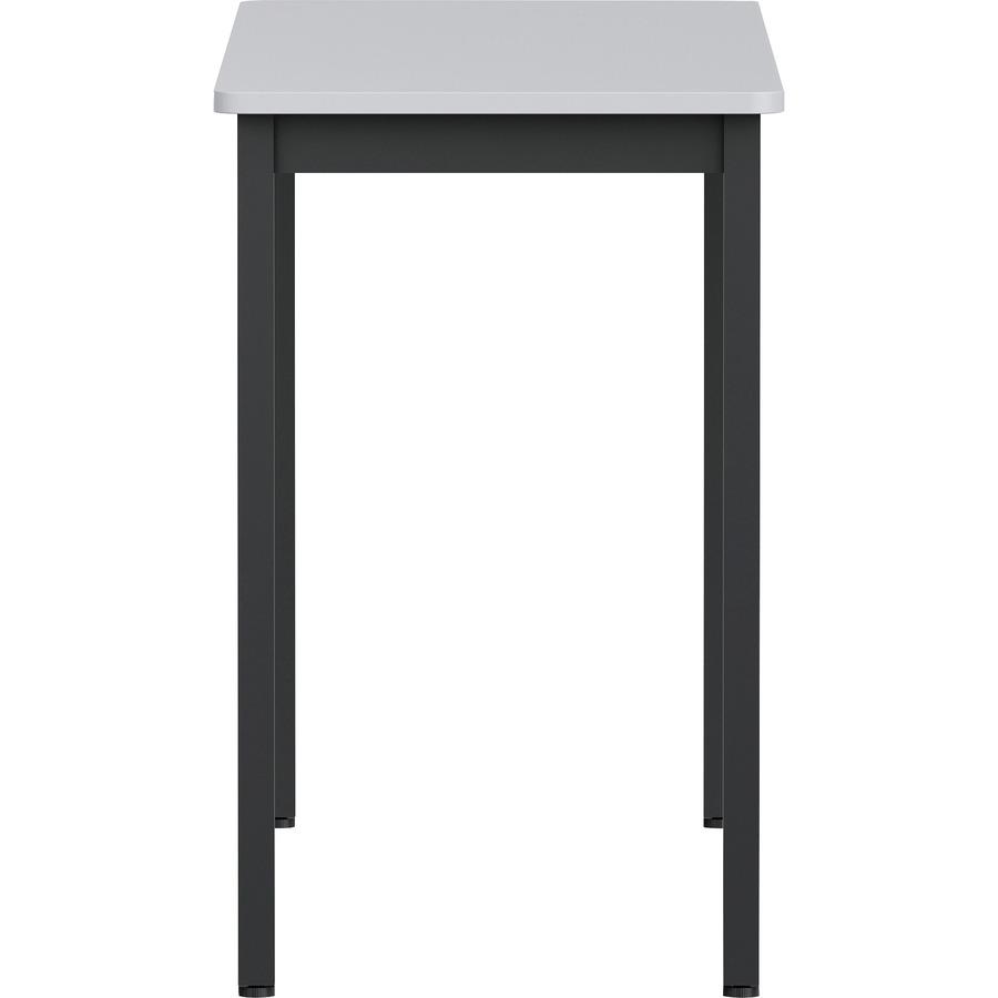 Lorell Utility Table - Gray Rectangle, Laminated Top - Powder Coated Black Base - 500 lb Capacity - 47.25" Table Top Width x 18.13" Table Top Depth - 30" Height - Assembly Required - Melamine Top Mate. Picture 6