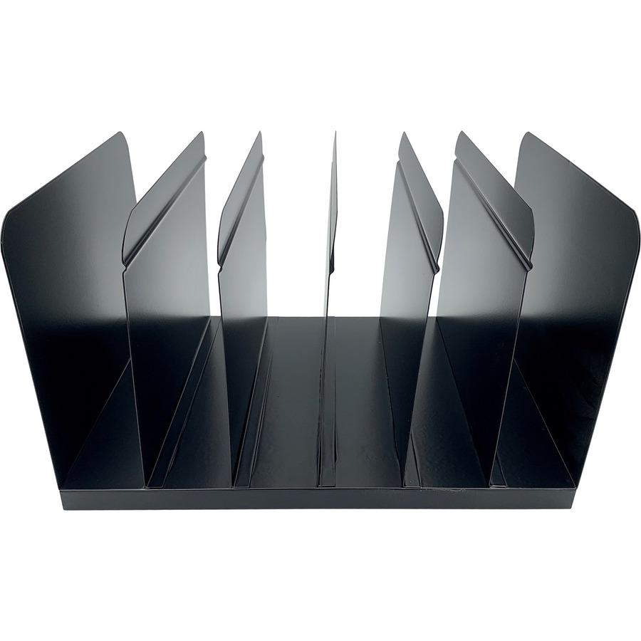 Huron 6-slot Vertical Book Rack - 6 Compartment(s) - Vertical - 9" Height x 15" Width x 11" Depth - Durable - Black - Steel - 1 Each. Picture 4