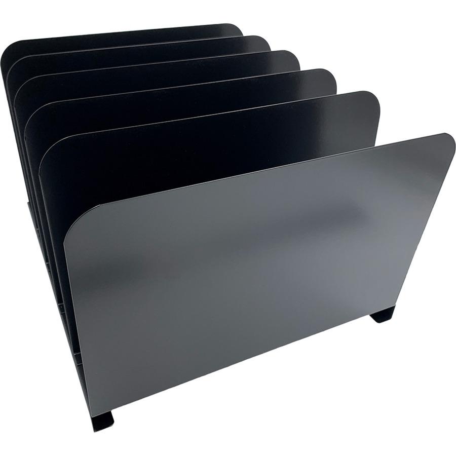 Huron Vertical Desk Organizer - 5 Compartment(s) - Vertical - 7.75" Height x 11" Width x 12.50" Depth - Durable - Black - Steel - 1 Each. Picture 2