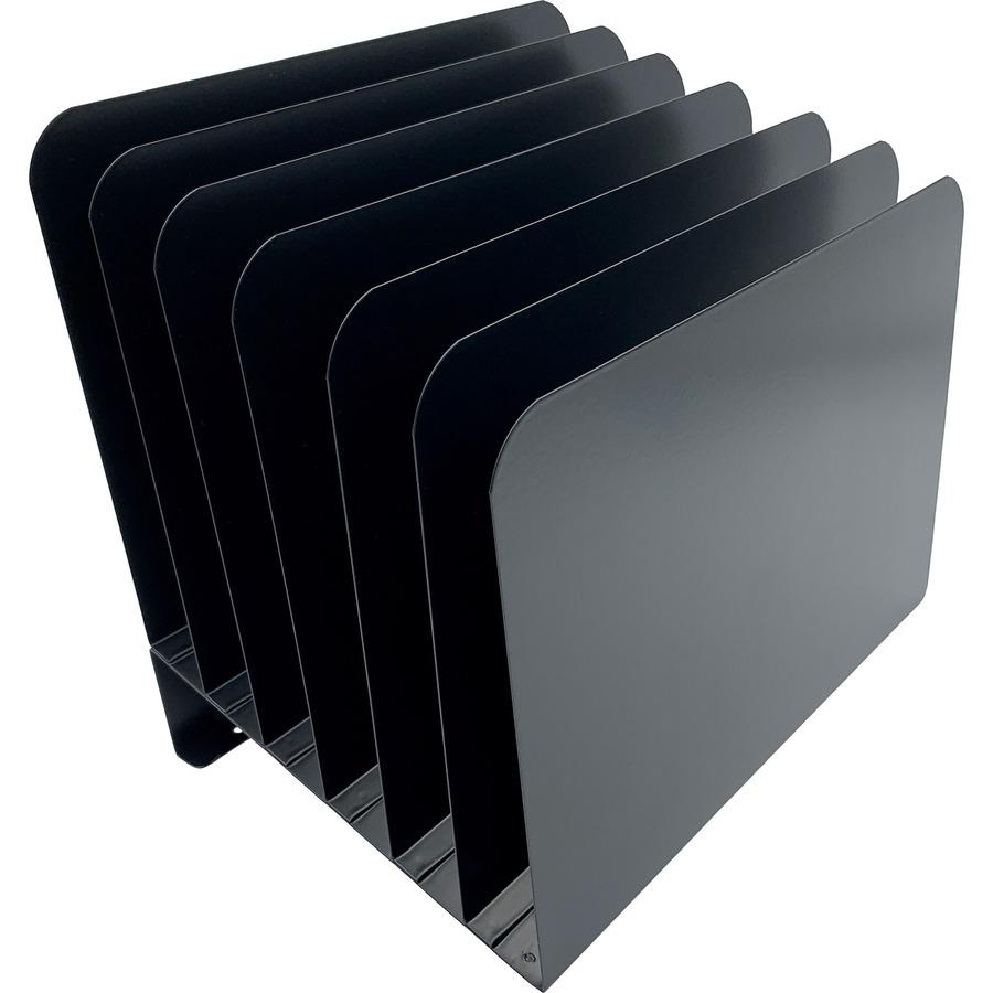 Huron Slanted Vertical Slots Desktop Organizer - 8 Compartment(s) - Vertical - 10" Height x 9.75" Width x 11" Depth - Durable - Black - Steel - 1 Each. Picture 4