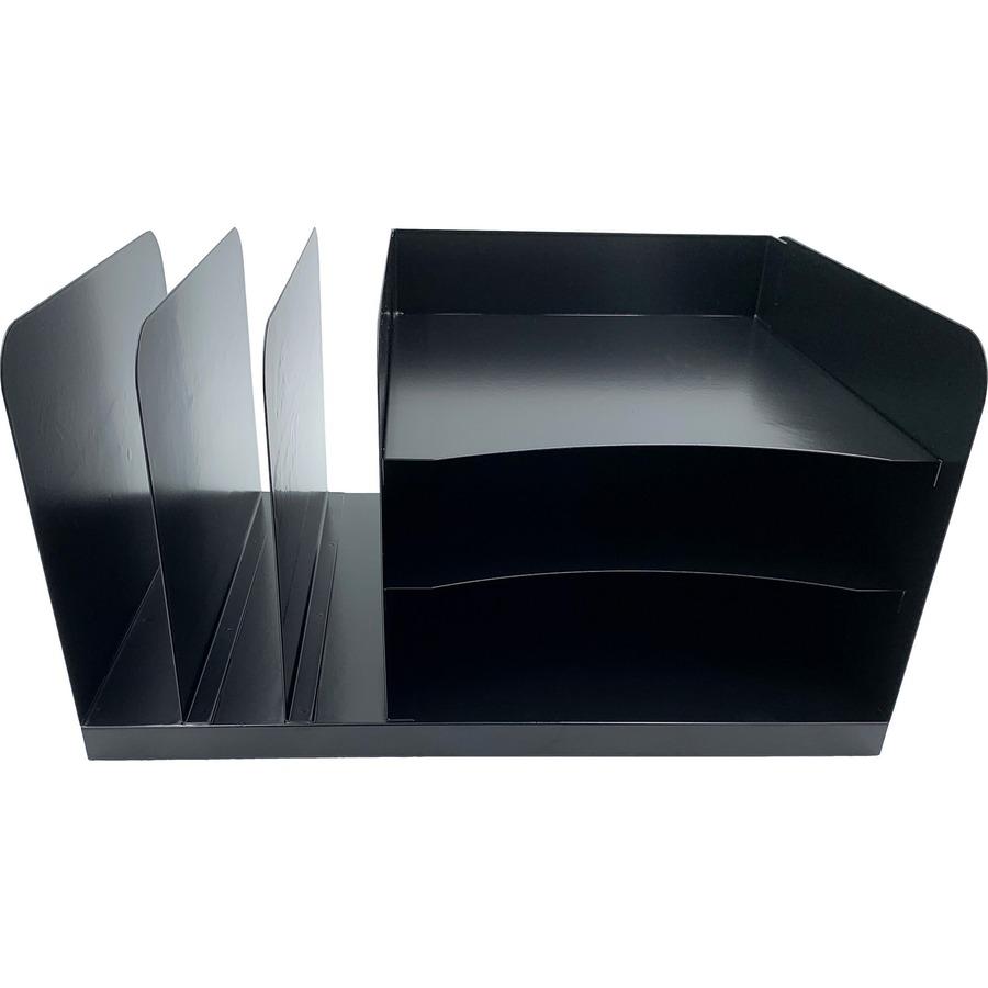 Huron Combo Slots Desk Organizer - 6 Compartment(s) - Horizontal/Vertical - 8" Height x 15" Width x 11" Depth - Durable - Black - Steel - 1 Each. Picture 3