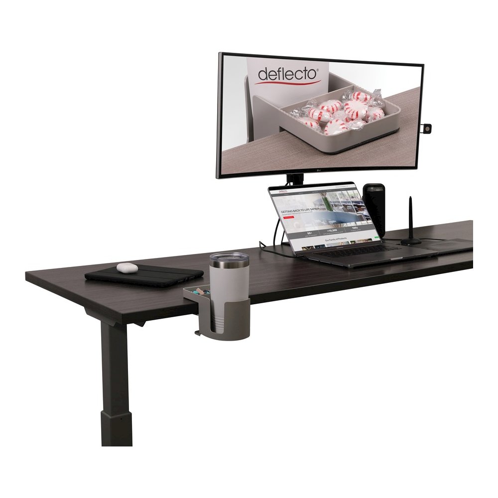 Deflecto Standing Desk Cup Holder - 3.54" Height x 3.94" Width x 7.04" Depth - Cup Holder, Durable, Spill Resistant, Portable, Spring Loaded - Gray - Acrylonitrile Butadiene Styrene (ABS) - 1 Each. Picture 11