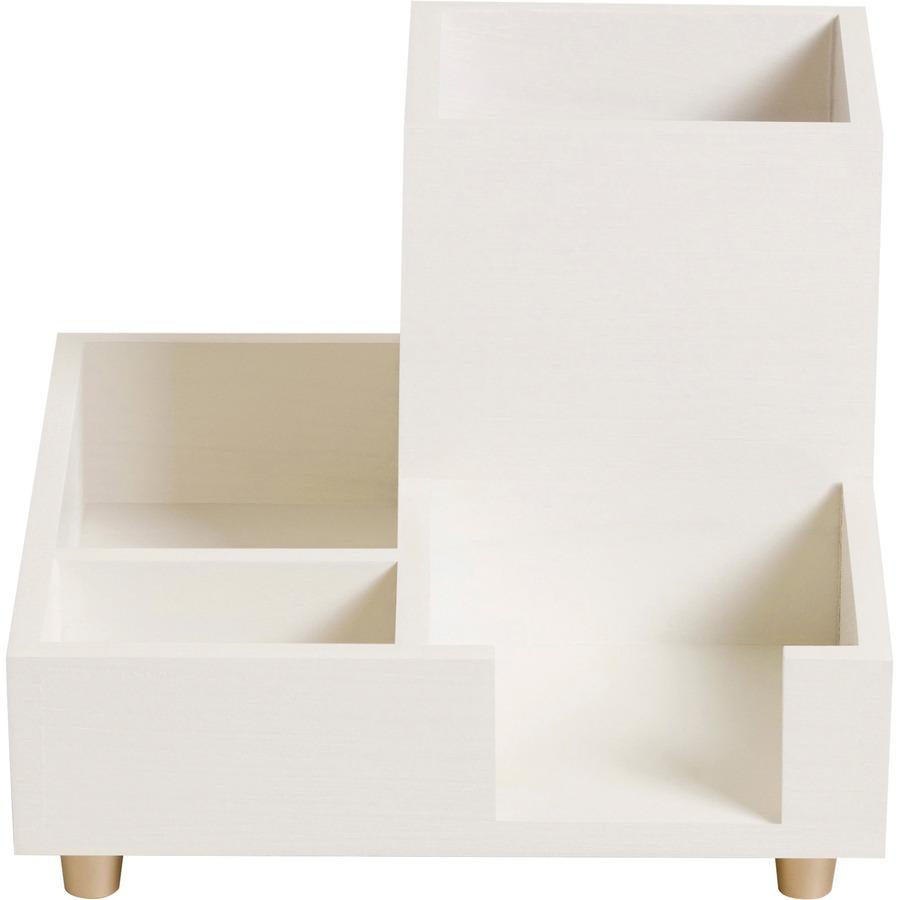 U Brands Juliet Collection Compartment Cup - 4.5" Height x 6" Width x 6" Depth - Pine Wood, Brass - White - 1 Each. Picture 4